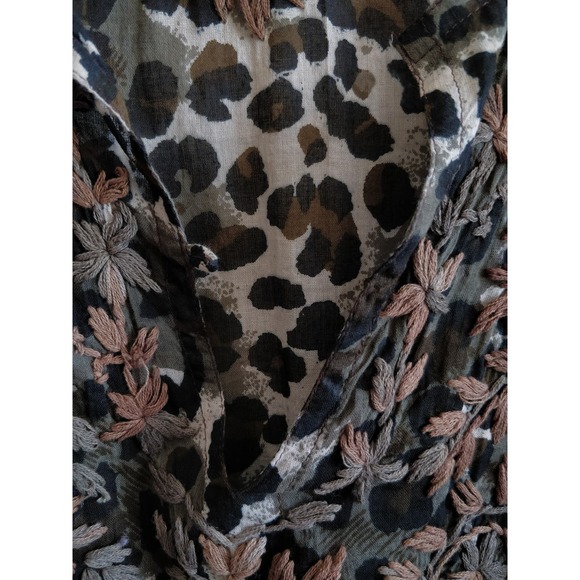 Raj Brown Animal Print Embroidered Boho Dress S - Picture 5 of 9